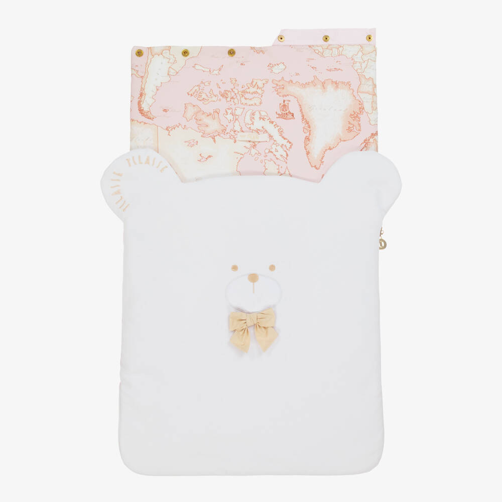 Alviero Martini-Baby Girls White & Pink Geo Map Bear Nest (70cm) | Childrensalon