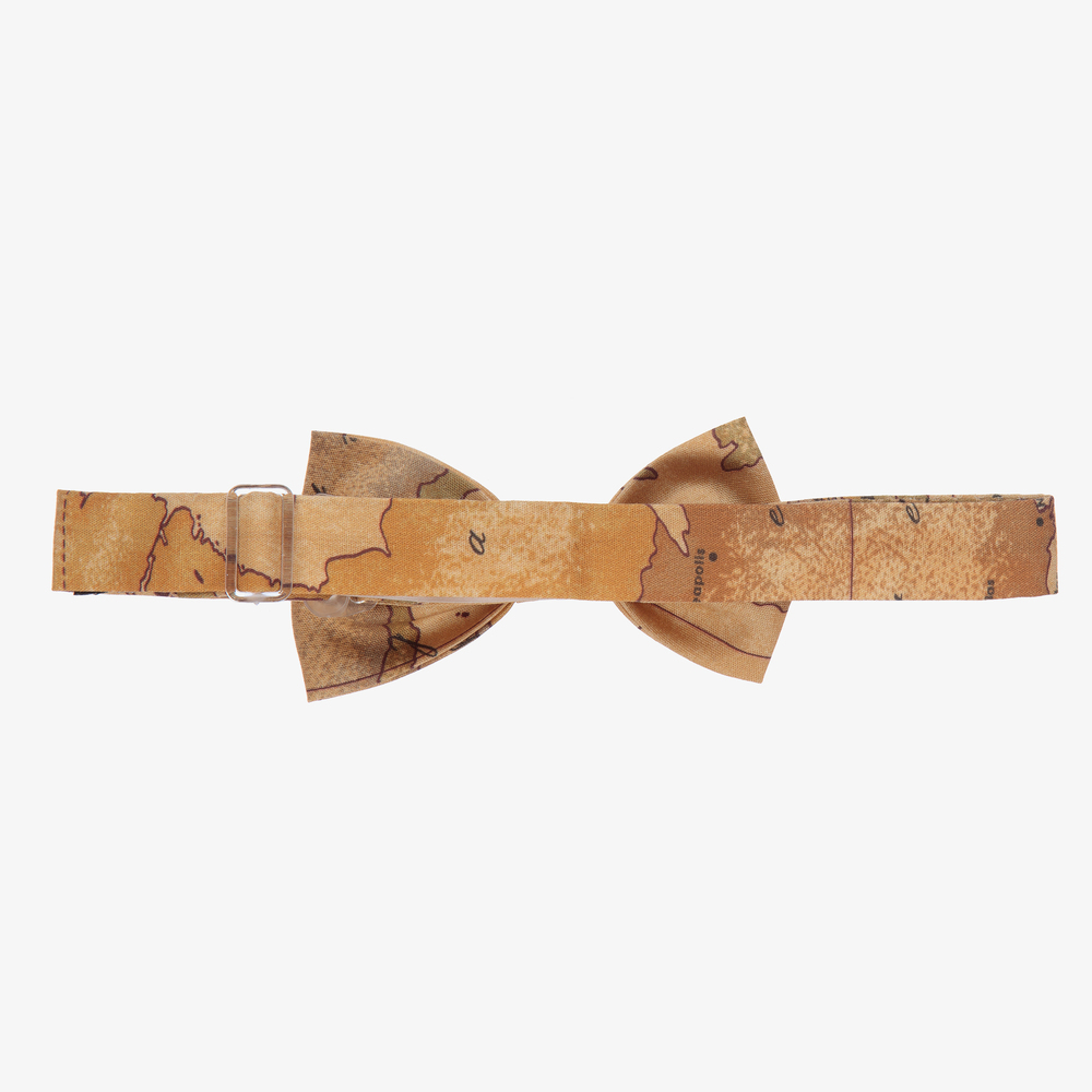 Alviero Martini-Бежевый галстук-бабочка с картой мира (7см) | Childrensalon