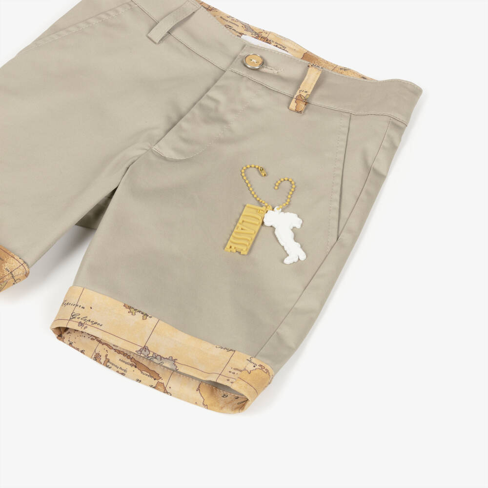 Alviero Martini-Boys Beige Shorts with Geo Trims | Childrensalon