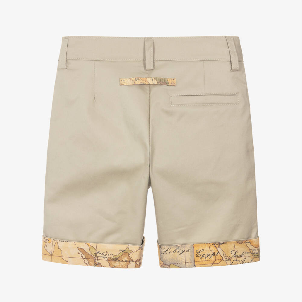 Alviero Martini-Boys Beige Shorts with Geo Trims | Childrensalon