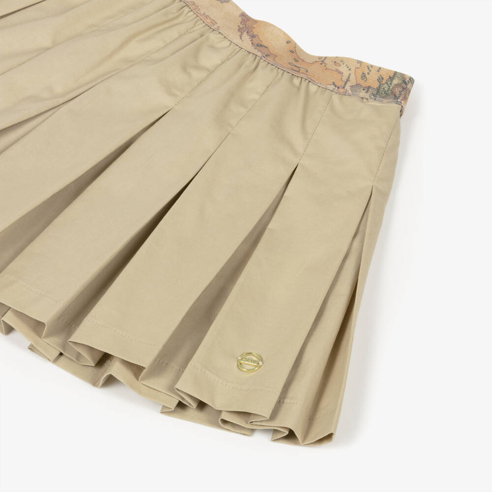Alviero Martini-Girls Beige Box Pleat Skirt | Childrensalon