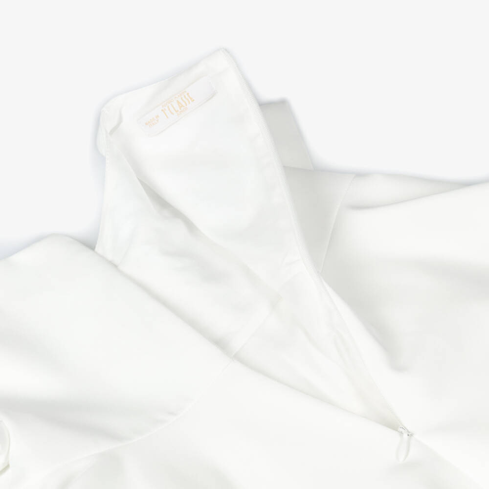 Alviero Martini-Girls Ivory Crêpe Dress with Geo Map Flower | Childrensalon