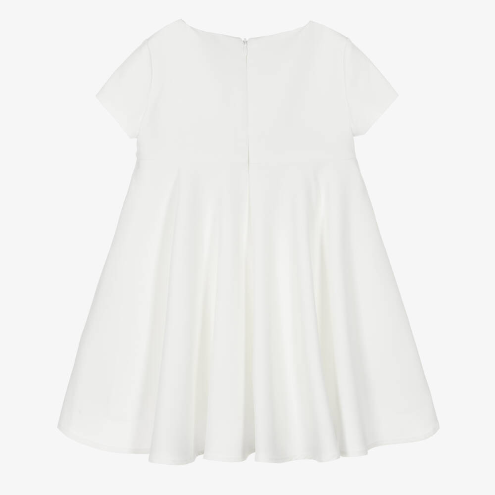 Alviero Martini-Girls Ivory Crêpe Dress with Geo Map Flower | Childrensalon