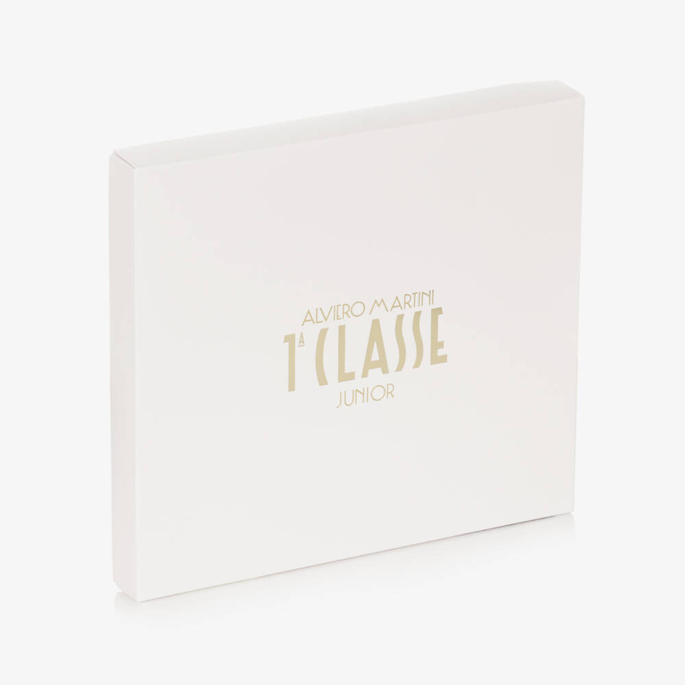 Alviero Martini-White & Beige Geo Trimmed Babysuit Set | Childrensalon