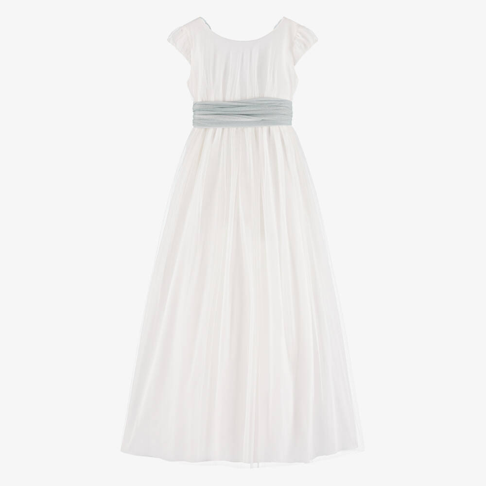 Amaya-Girls Ivory Embroidered Tulle Dress | Childrensalon