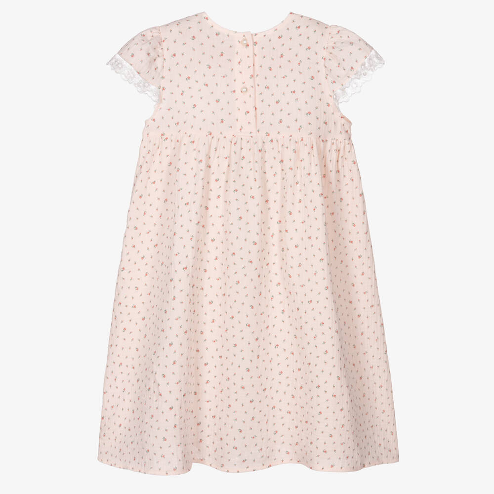 AMIKI Children-Girls Pink Floral Cotton Muslin Nightdress | Childrensalon