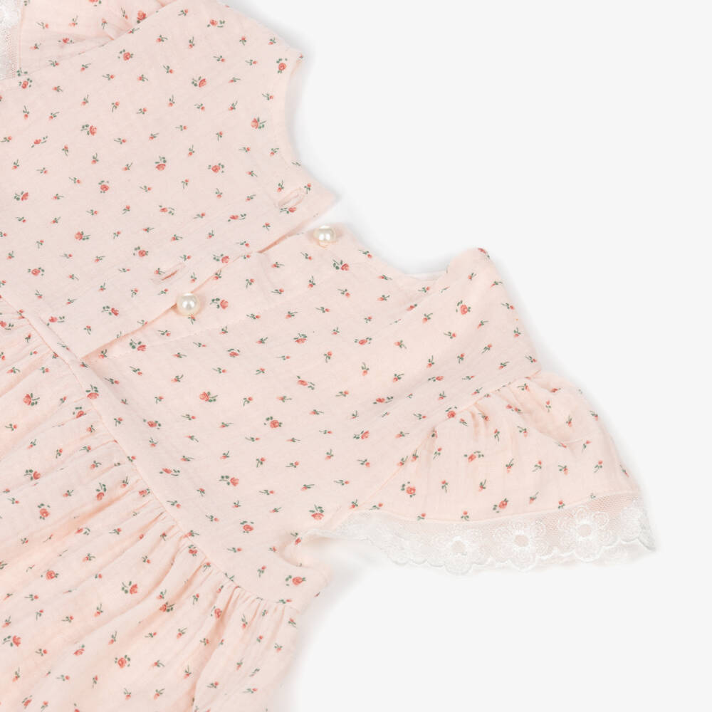 AMIKI Children-Girls Pink Floral Cotton Muslin Nightdress | Childrensalon