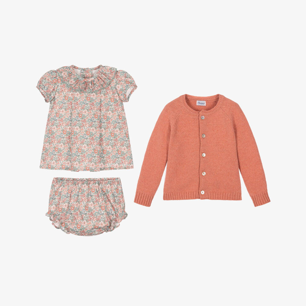 Ancar-Baby Girls Pink & Blue Floral Dress Set | Childrensalon