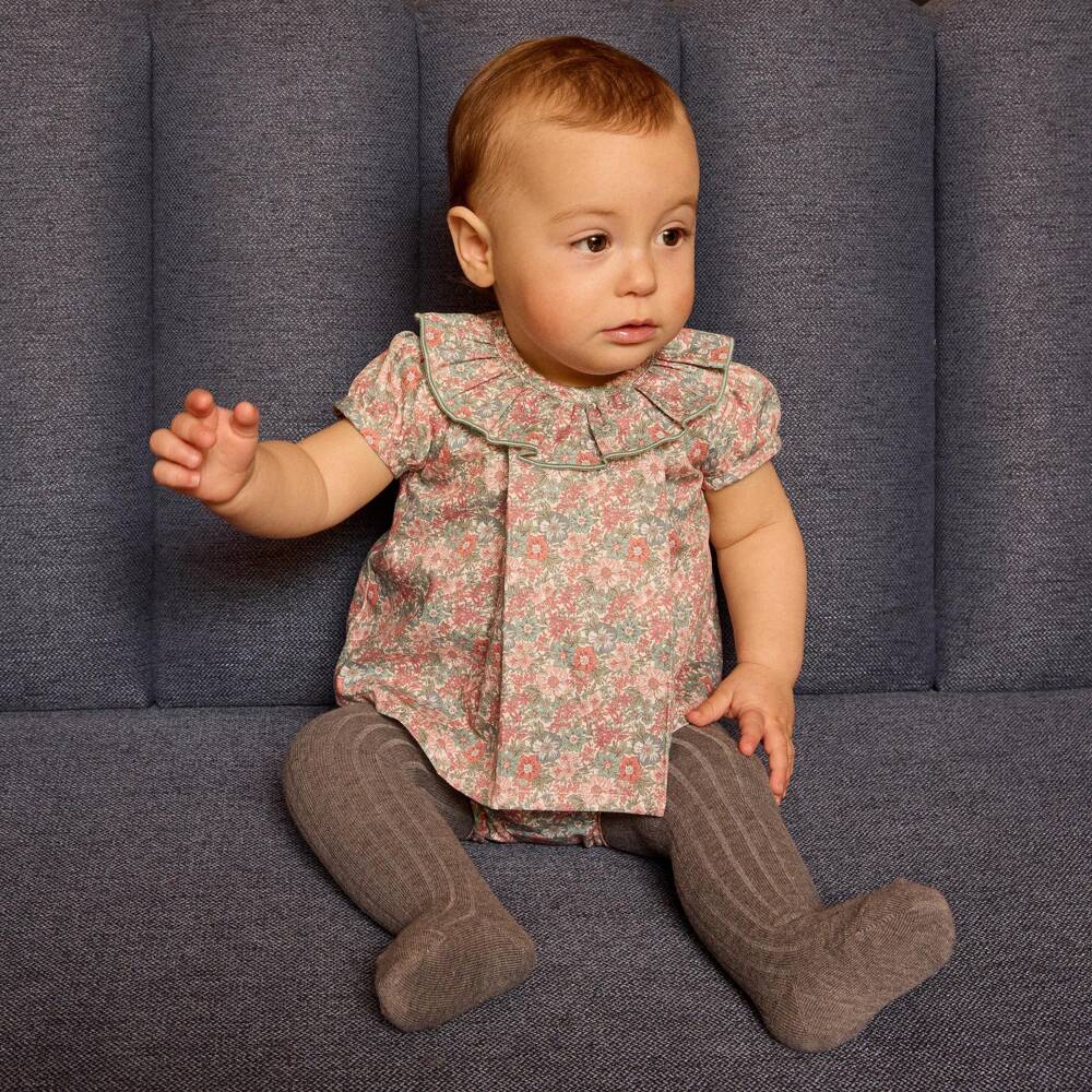 Ancar-Baby Girls Pink & Blue Floral Dress Set | Childrensalon