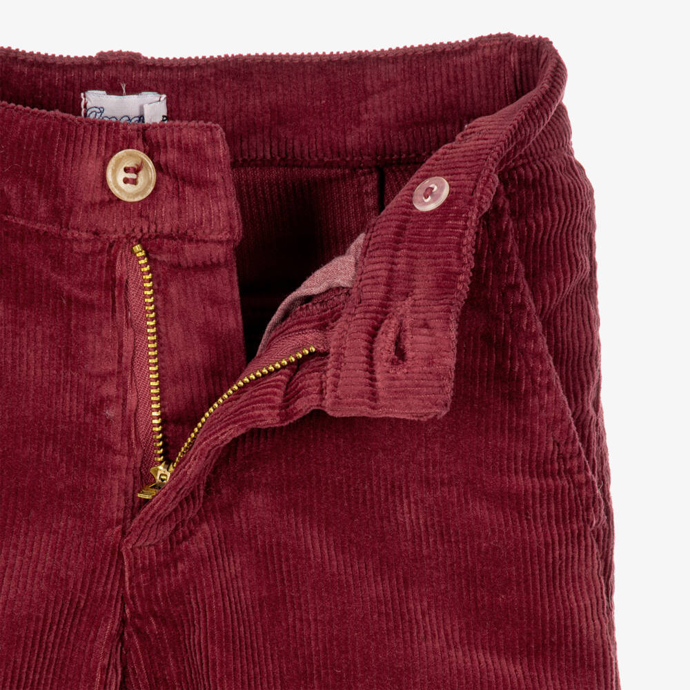 Ancar-Boys Beige & Burgundy Corduroy Trouser Set | Childrensalon