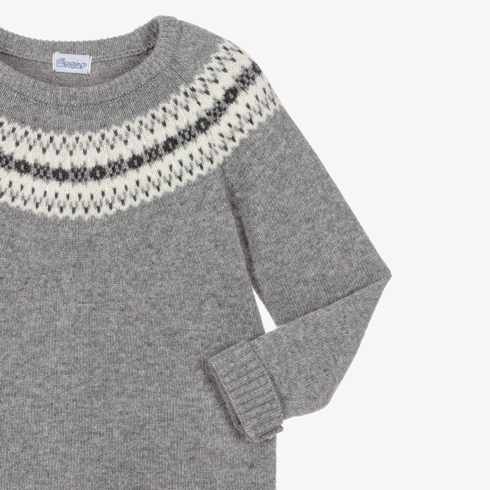 Ancar-Boys Grey Fair Isle Sweater & Trouser Set | Childrensalon