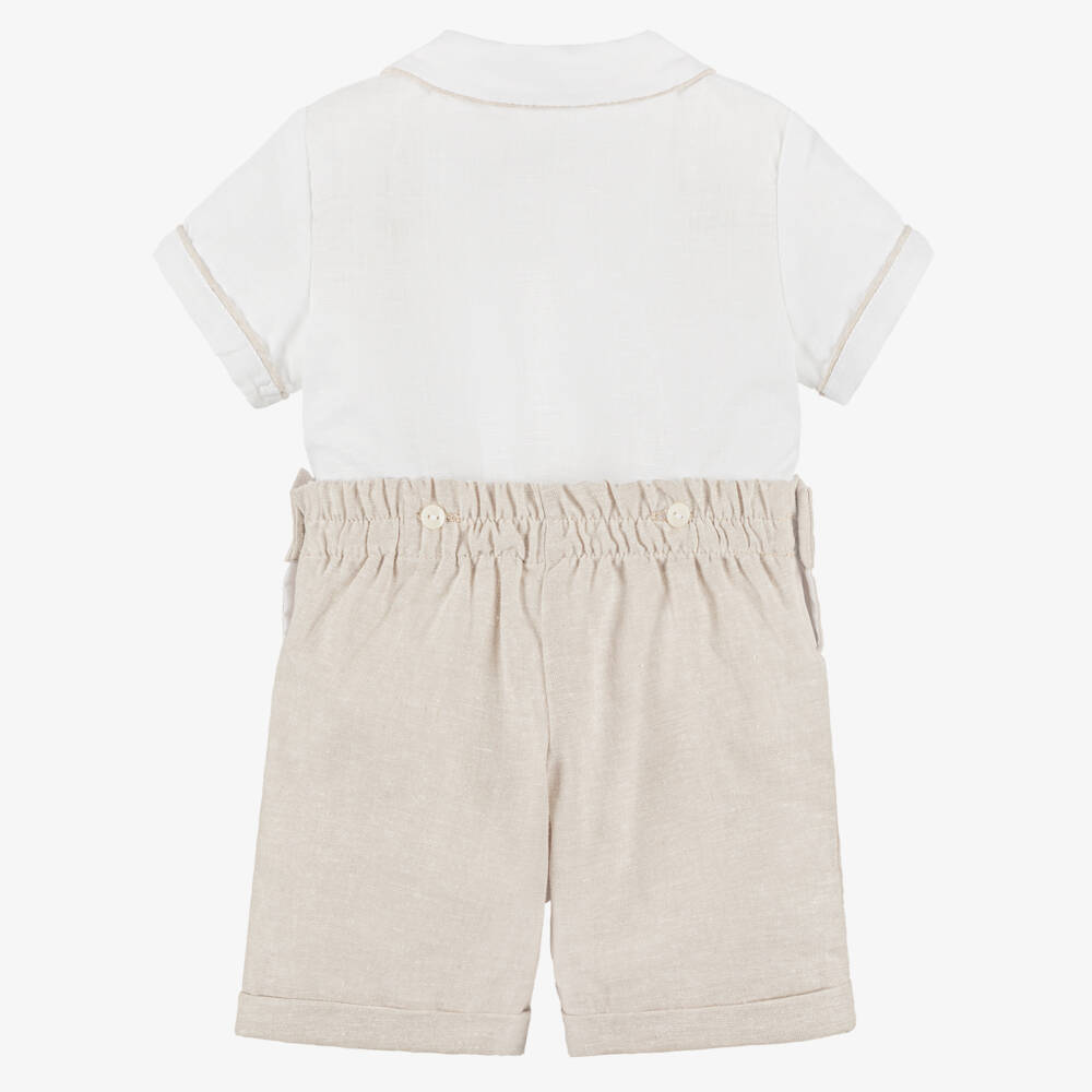 Ancar-Boys Ivory & Beige Buster Suit | Childrensalon