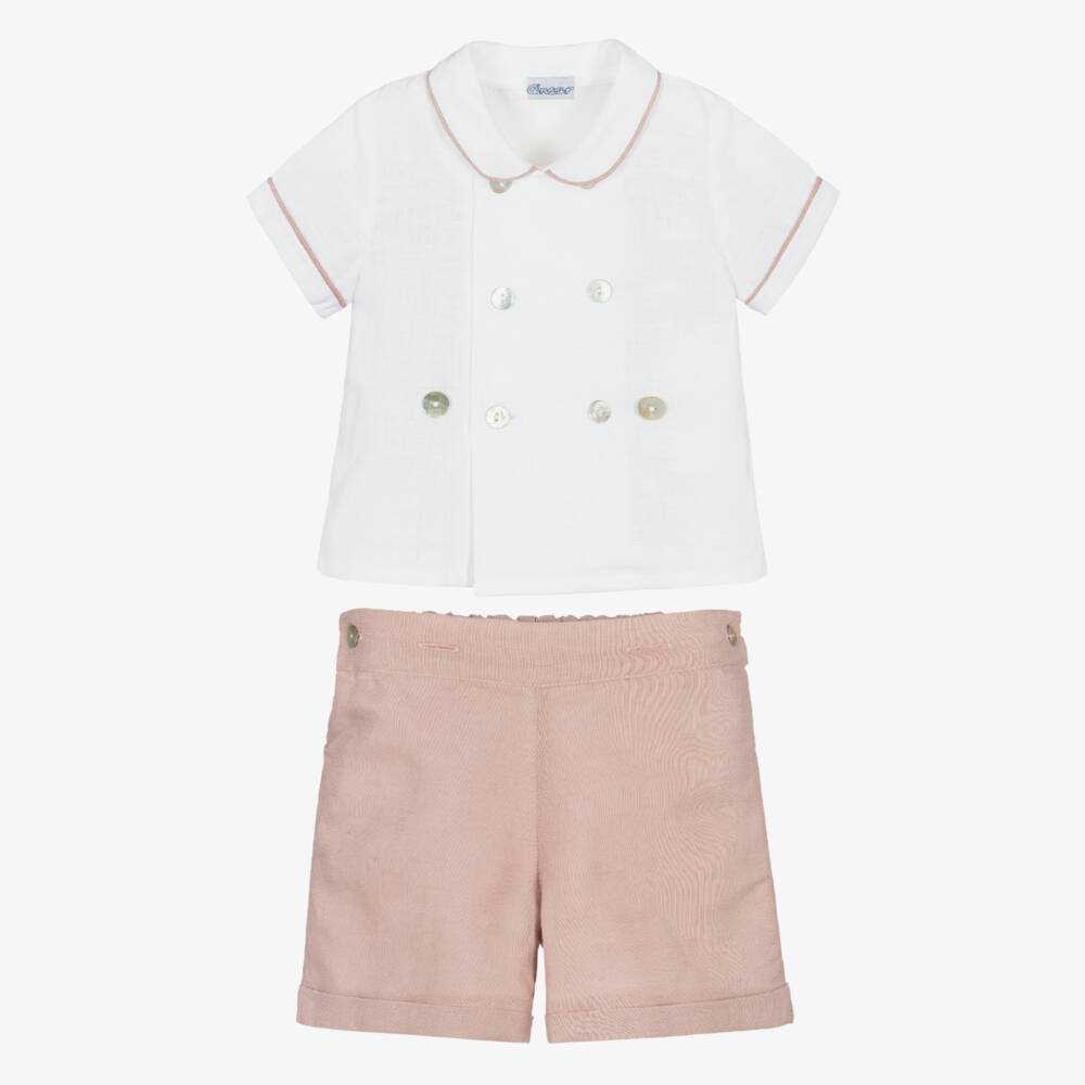 Ancar-Boys Ivory & Pink Buster Suit | Childrensalon