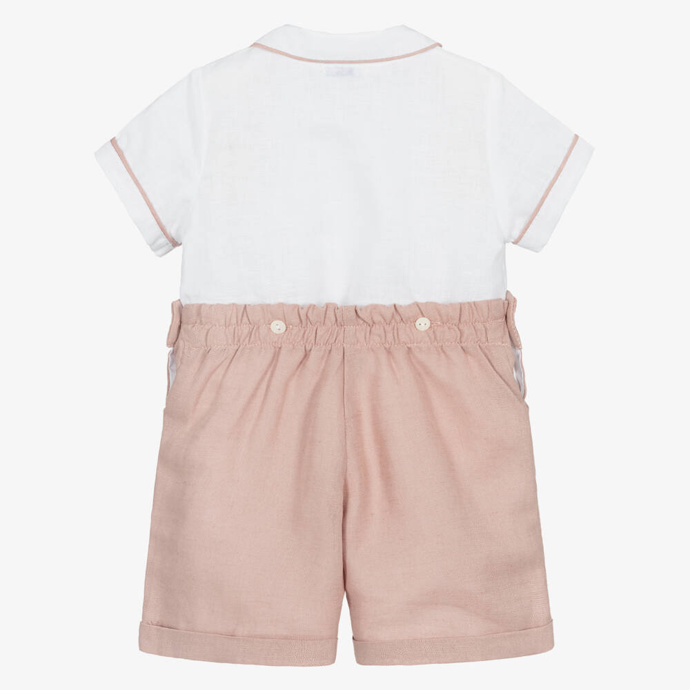 Ancar-Boys Ivory & Pink Buster Suit | Childrensalon