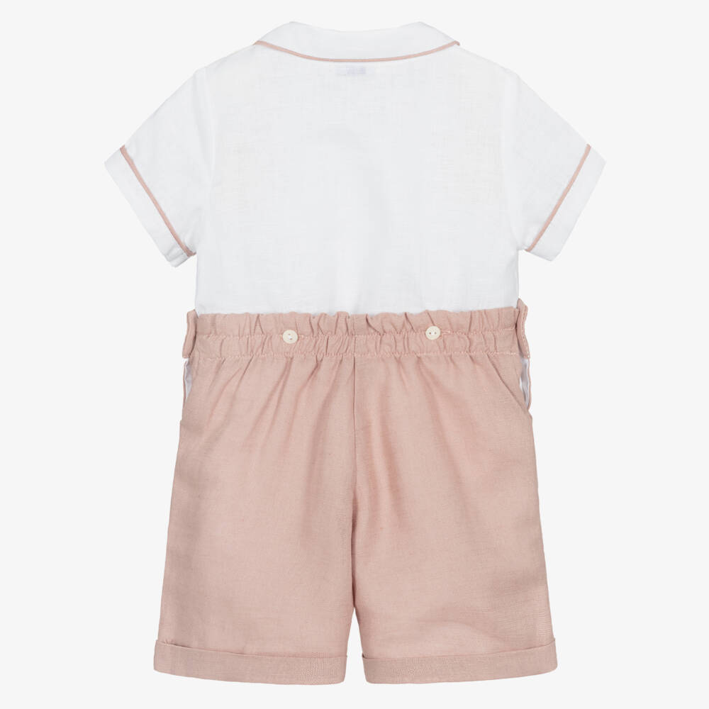 Ancar-Boys Ivory & Pink Buster Suit | Childrensalon