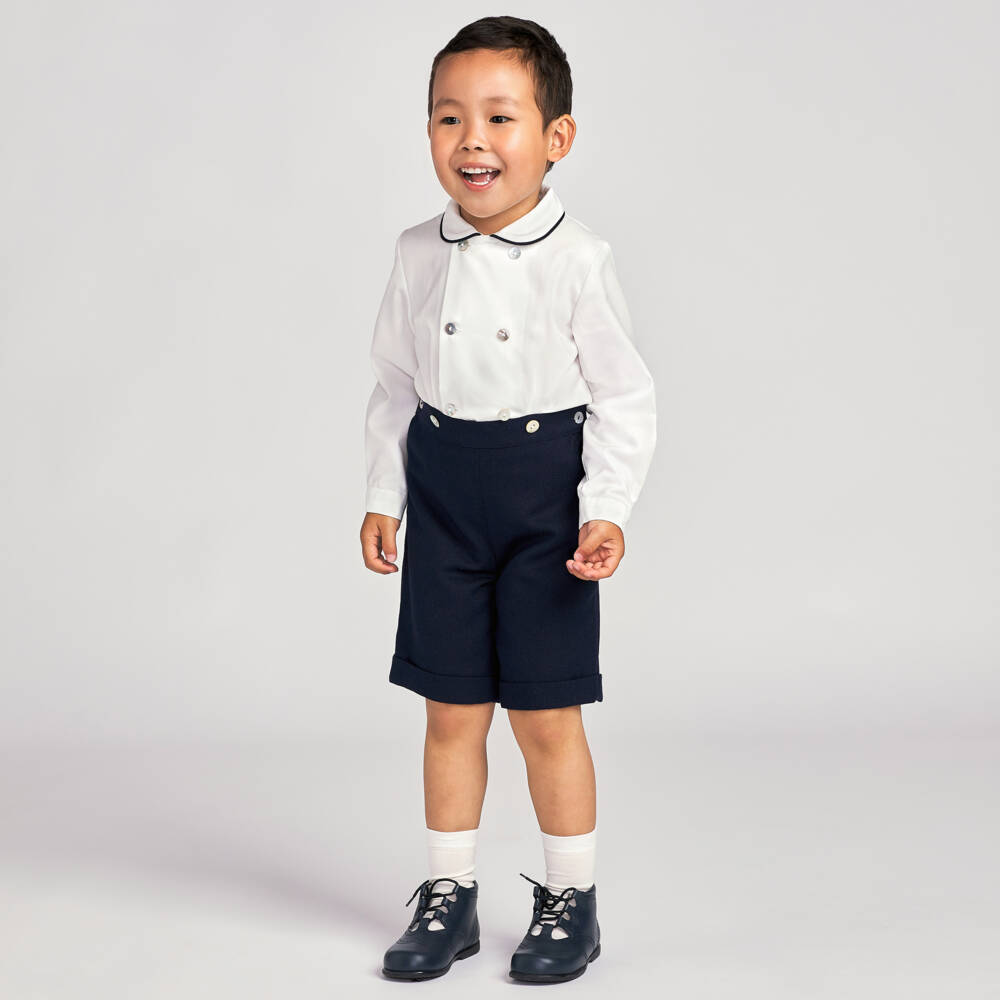 Ancar-بدلة رسمية صوف وقطن لون عاجي وكحلي للأولاد  | Childrensalon