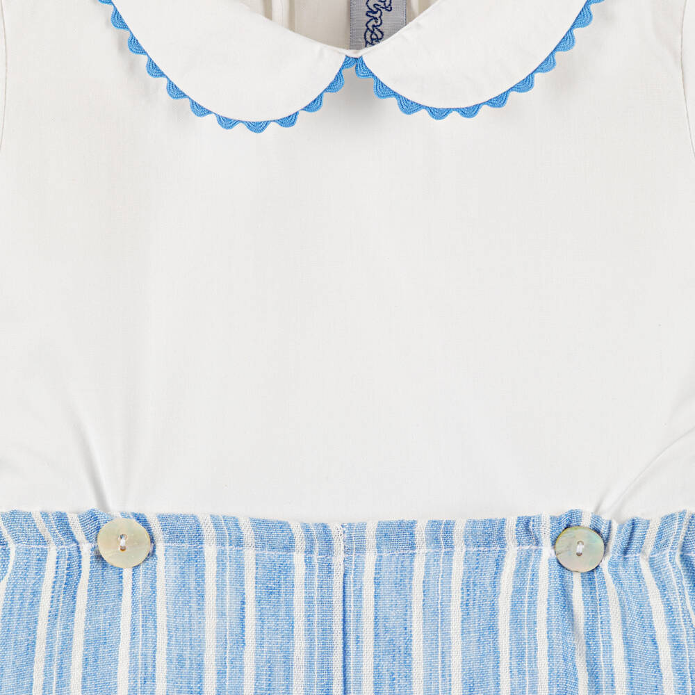 Ancar-Boys Pale Blue Seersucker Buster Suit | Childrensalon