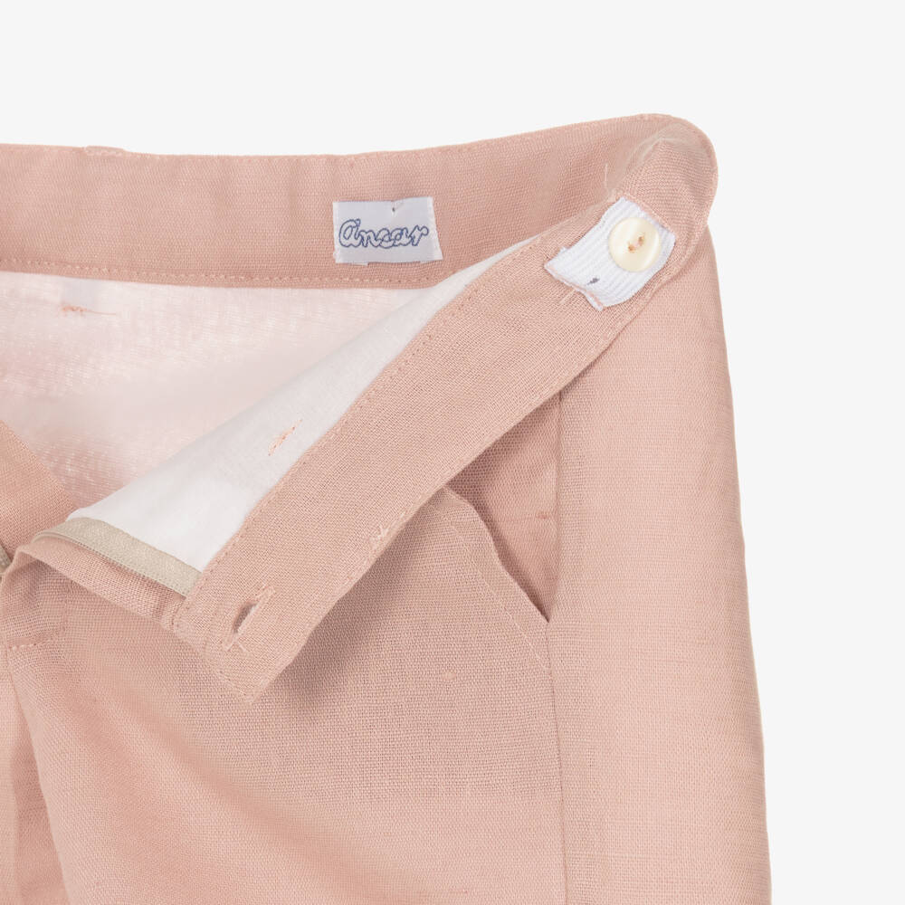 Ancar-Boys White Shirt & Dusky Pink Shorts Set | Childrensalon