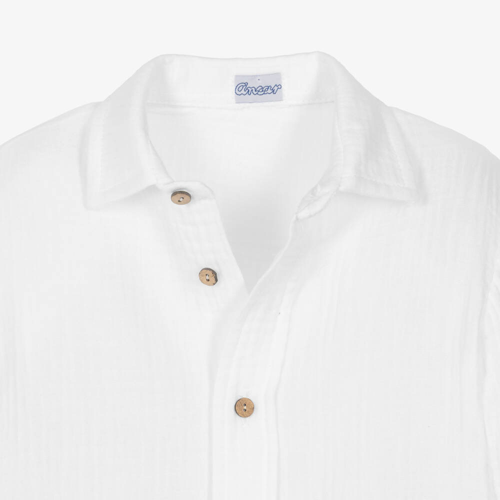 Ancar-Boys White Shirt & Dusky Pink Shorts Set | Childrensalon