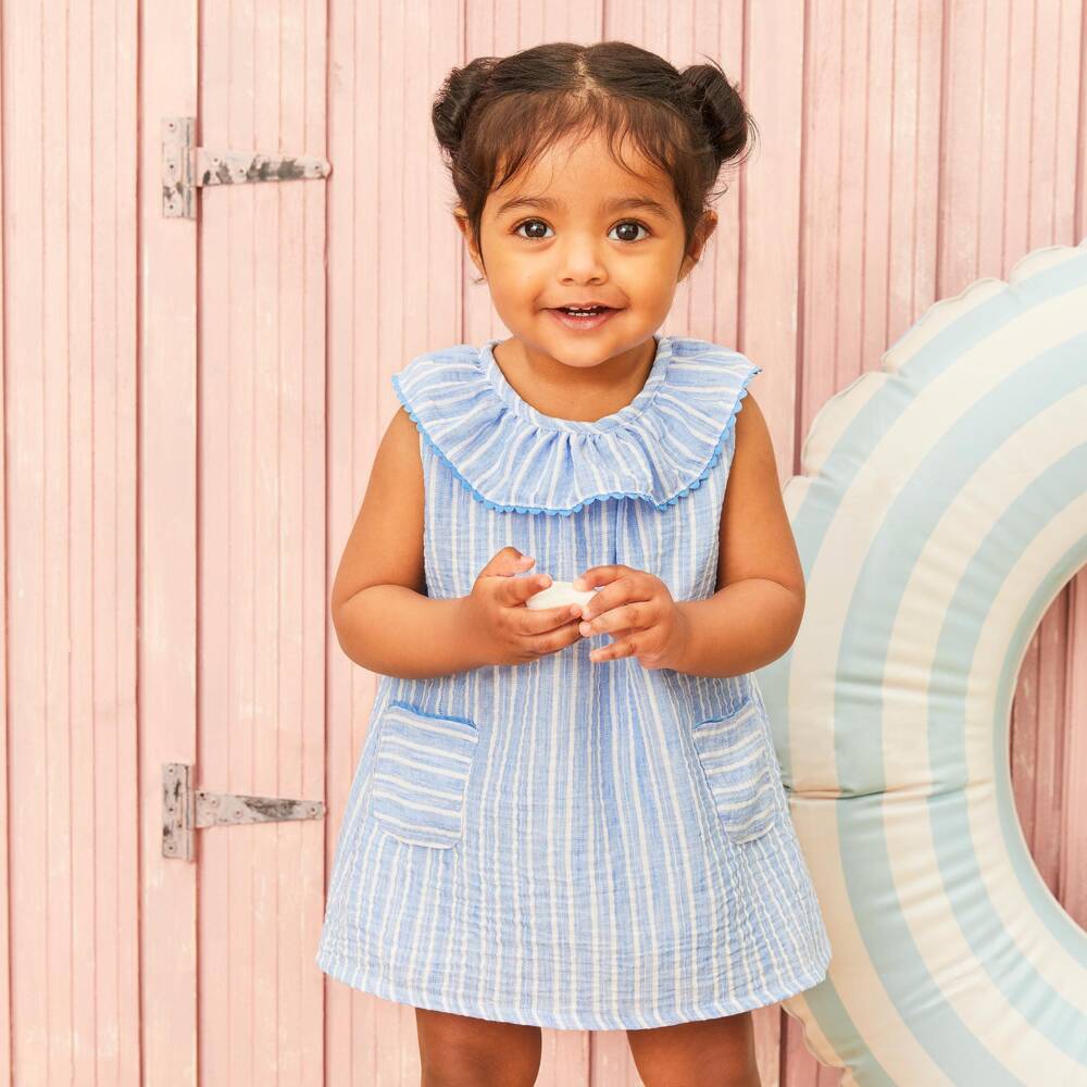 Ancar-فستان مخطط مع سروال داخلي لون أزرق للبنات | Childrensalon