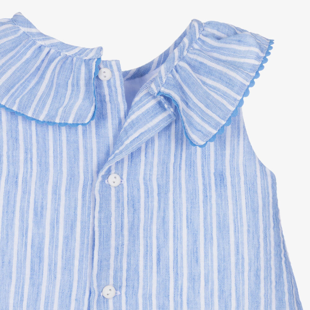 Ancar-Girls Blue Stripe Dress with Knickers | Childrensalon