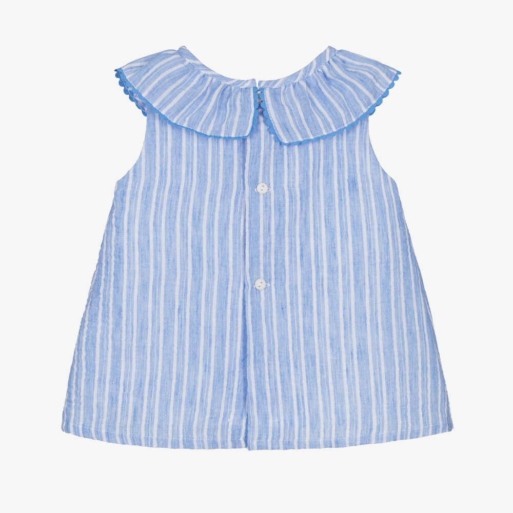Ancar-Girls Blue Stripe Dress with Knickers | Childrensalon