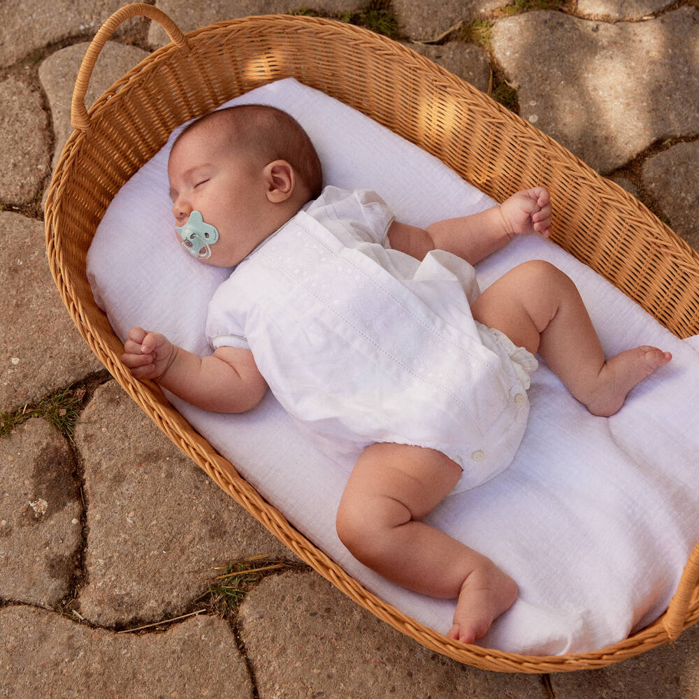 Ancar-Ivory Linen & Cotton Embroidered Shortie | Childrensalon