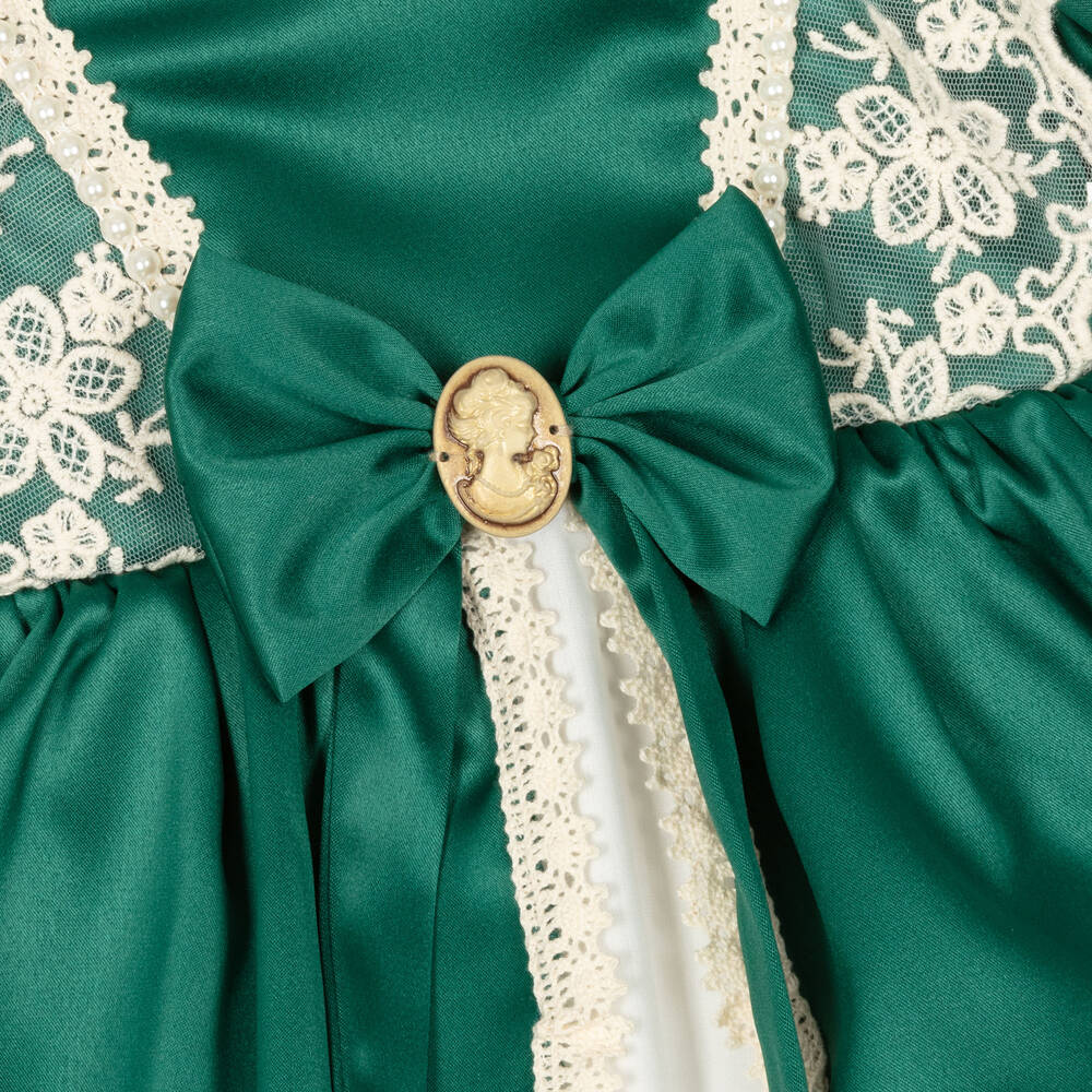 Andreeatex-Baby Girls Green Satin Dress Set | Childrensalon