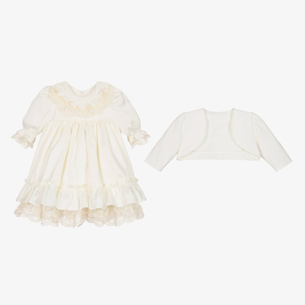 Andreeatex-Комплект с кремовым кружевным платьем для малышек | Childrensalon