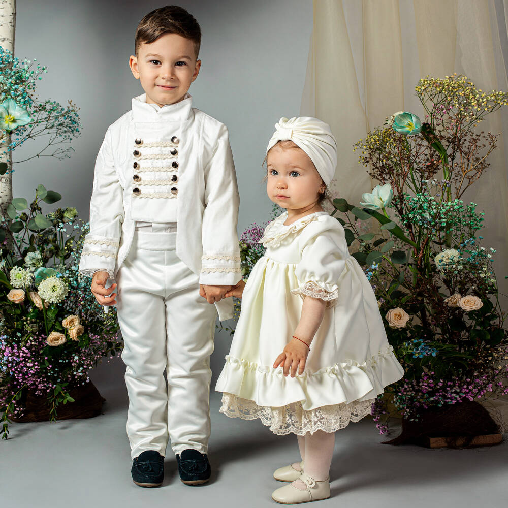 Andreeatex-Комплект с кремовым кружевным платьем для малышек | Childrensalon