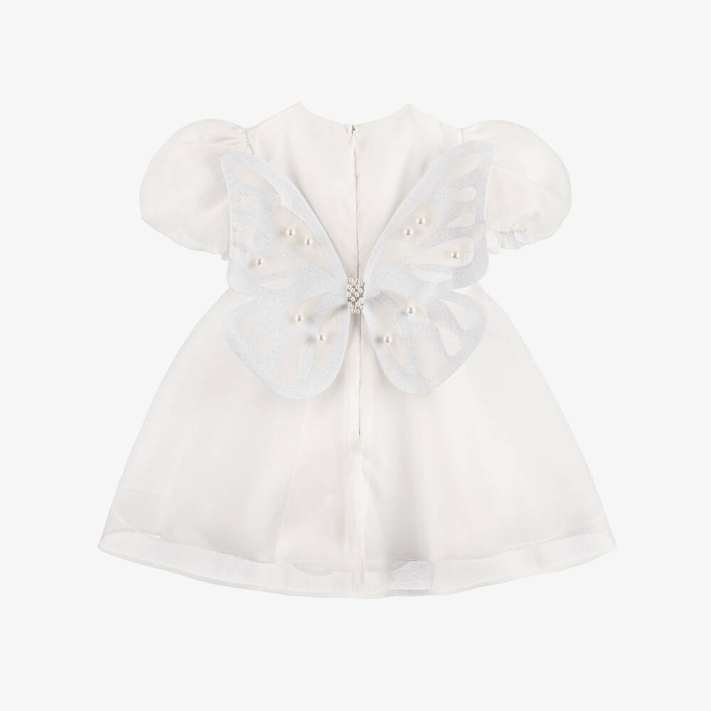 Andreeatex-Baby Girls Ivory Organza Dress with Detachable Wings | Childrensalon