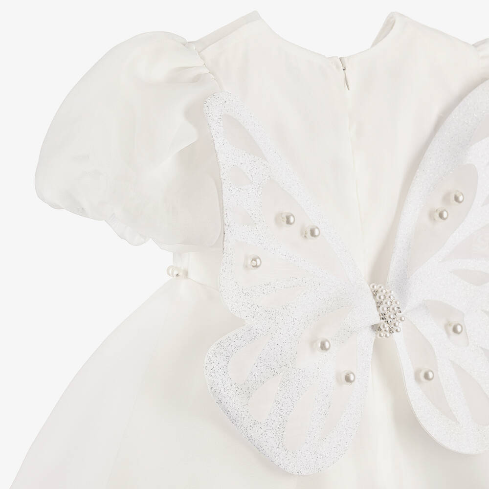 Andreeatex-Baby Girls Ivory Organza Dress with Detachable Wings | Childrensalon