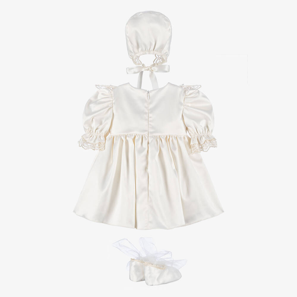 Andreeatex-Baby Girls Ivory Satin & Lace Dress Set | Childrensalon