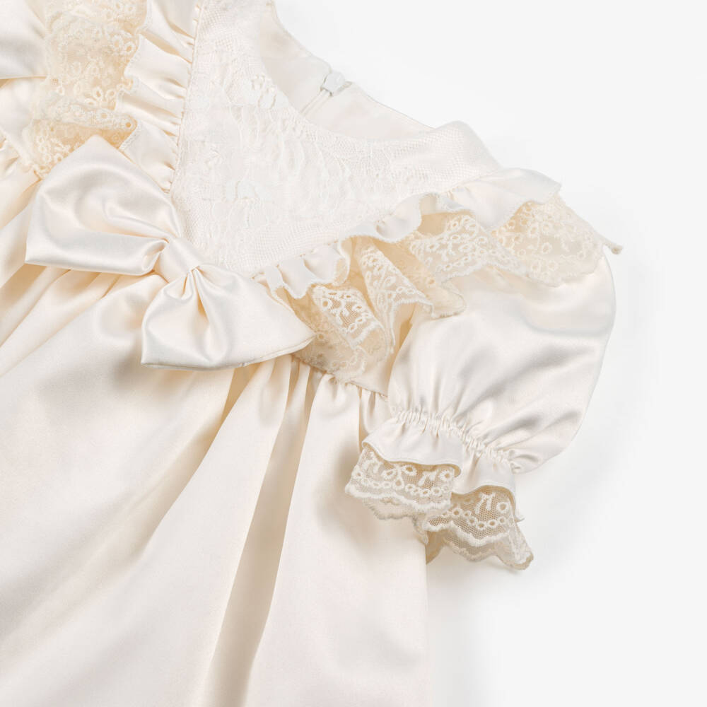 Andreeatex-Baby Girls Ivory Satin & Lace Dress Set | Childrensalon