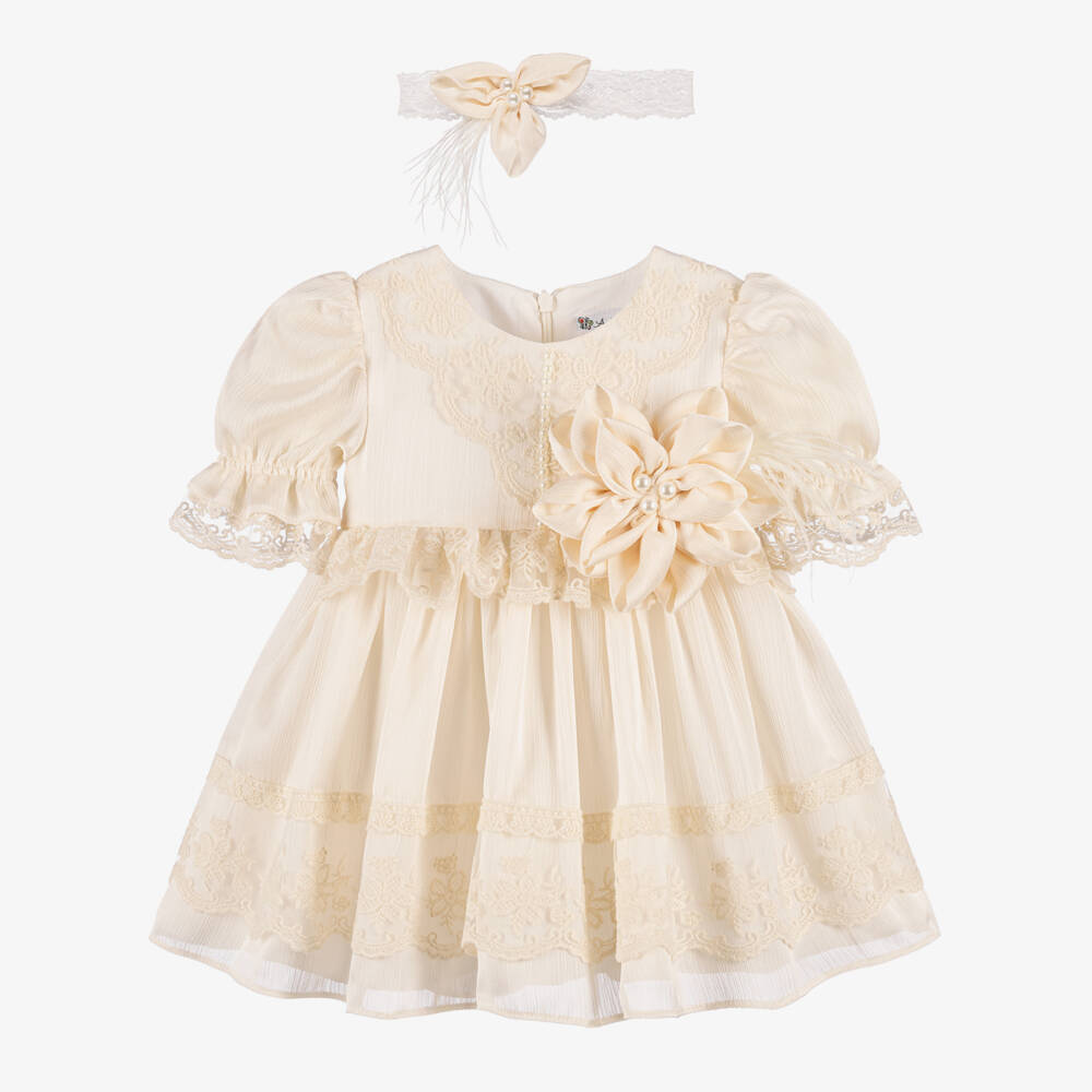 Andreeatex-Baby Girls Pale Pink Crêpe Dress Set | Childrensalon