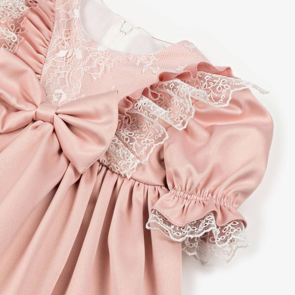Andreeatex-Baby Girls Pink Satin & Lace Dress Set | Childrensalon