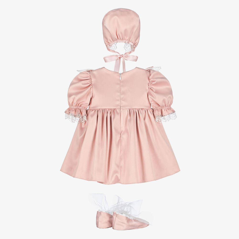 Andreeatex-Baby Girls Pink Satin & Lace Dress Set | Childrensalon