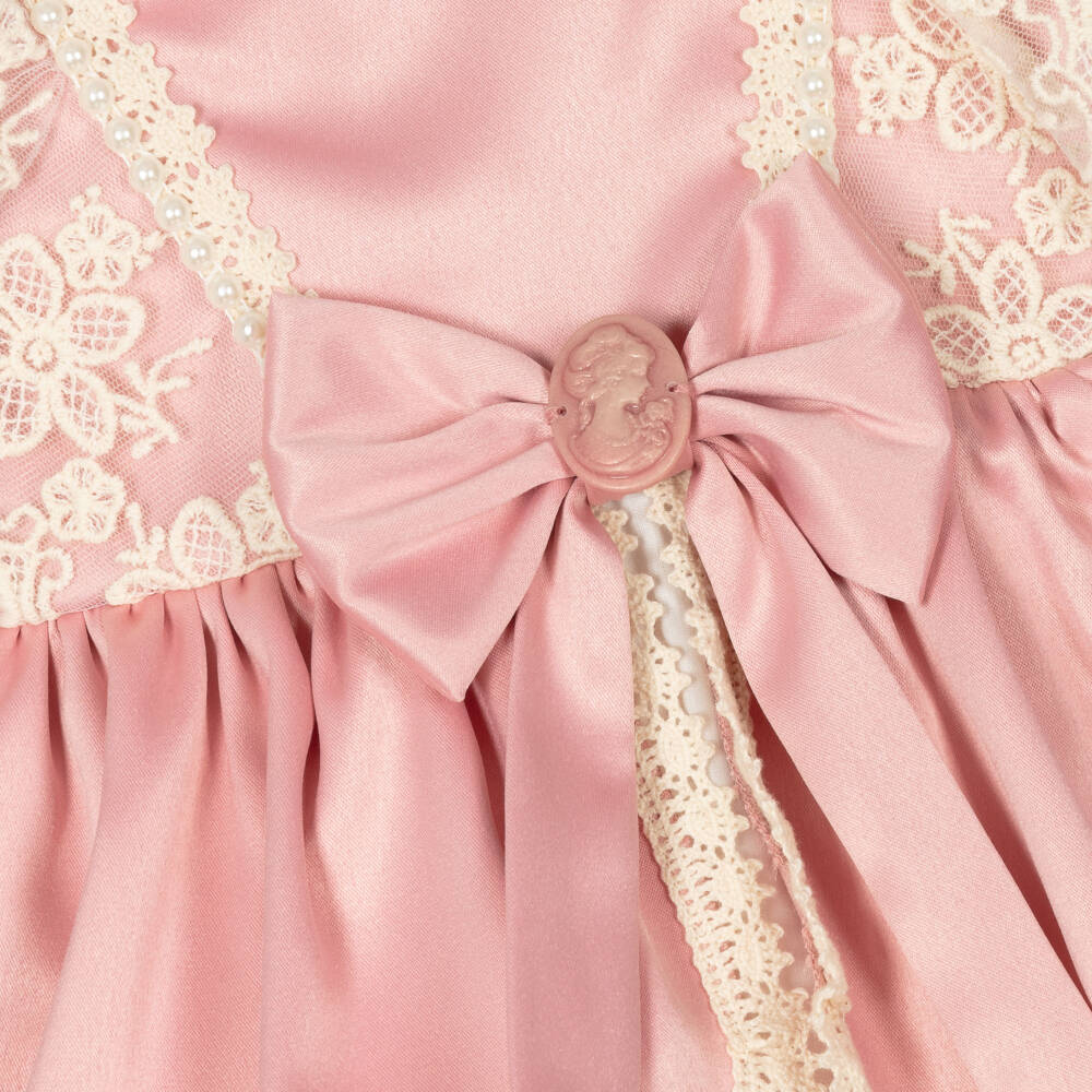 Andreeatex-طقم فستان ساتان لون زهري للبنات الرضع | Childrensalon