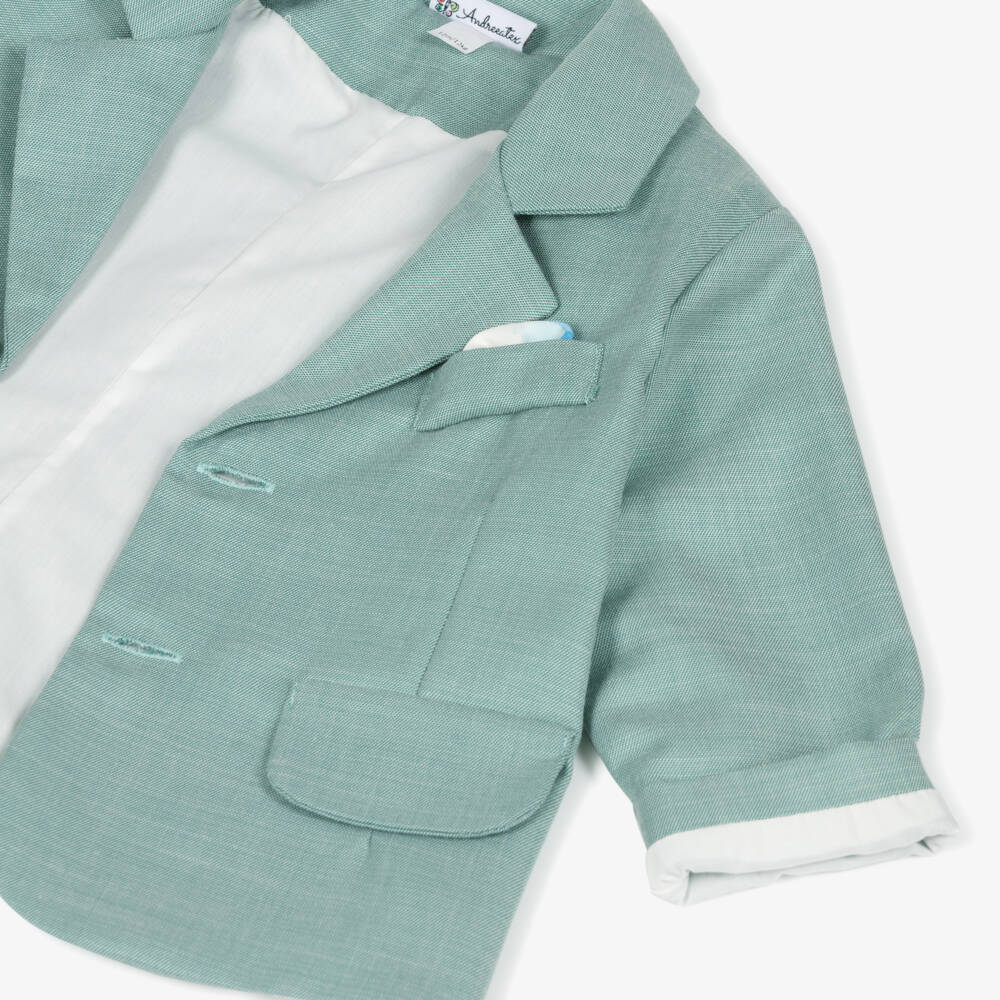 Andreeatex-Boys Aqua Green & Grey Suit | Childrensalon