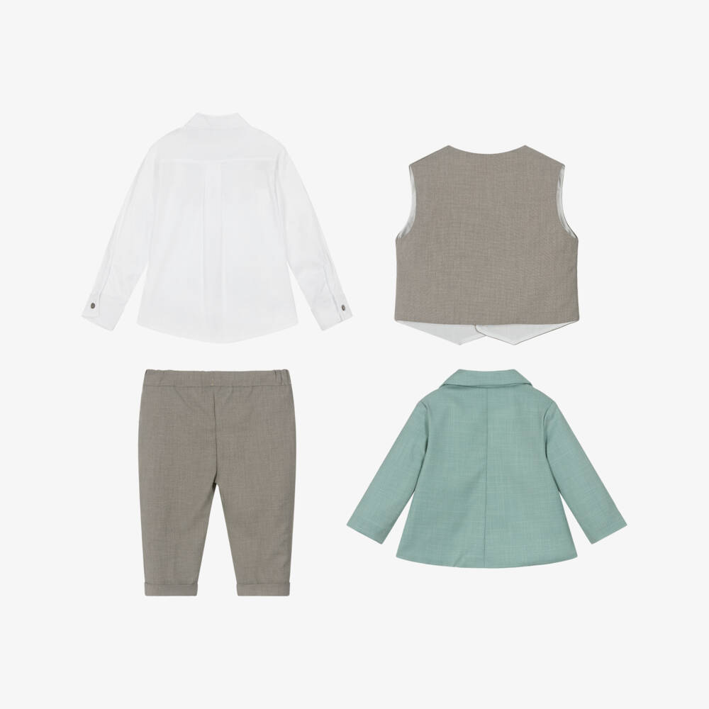 Andreeatex-Boys Aqua Green & Grey Suit | Childrensalon