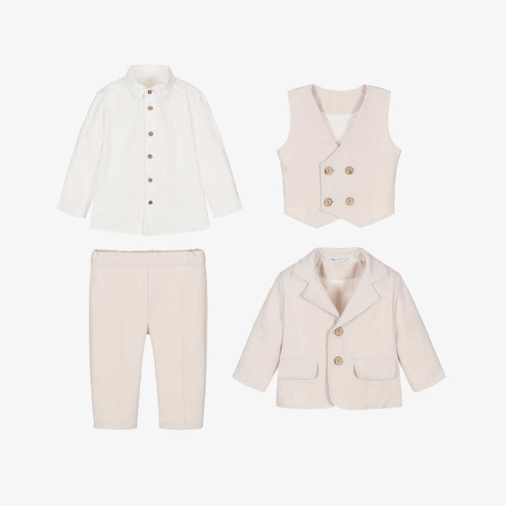 Andreeatex-Boys Beige Jersey Suit | Childrensalon