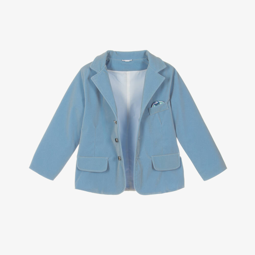 Andreeatex-Boys Blue Velour Suit | Childrensalon
