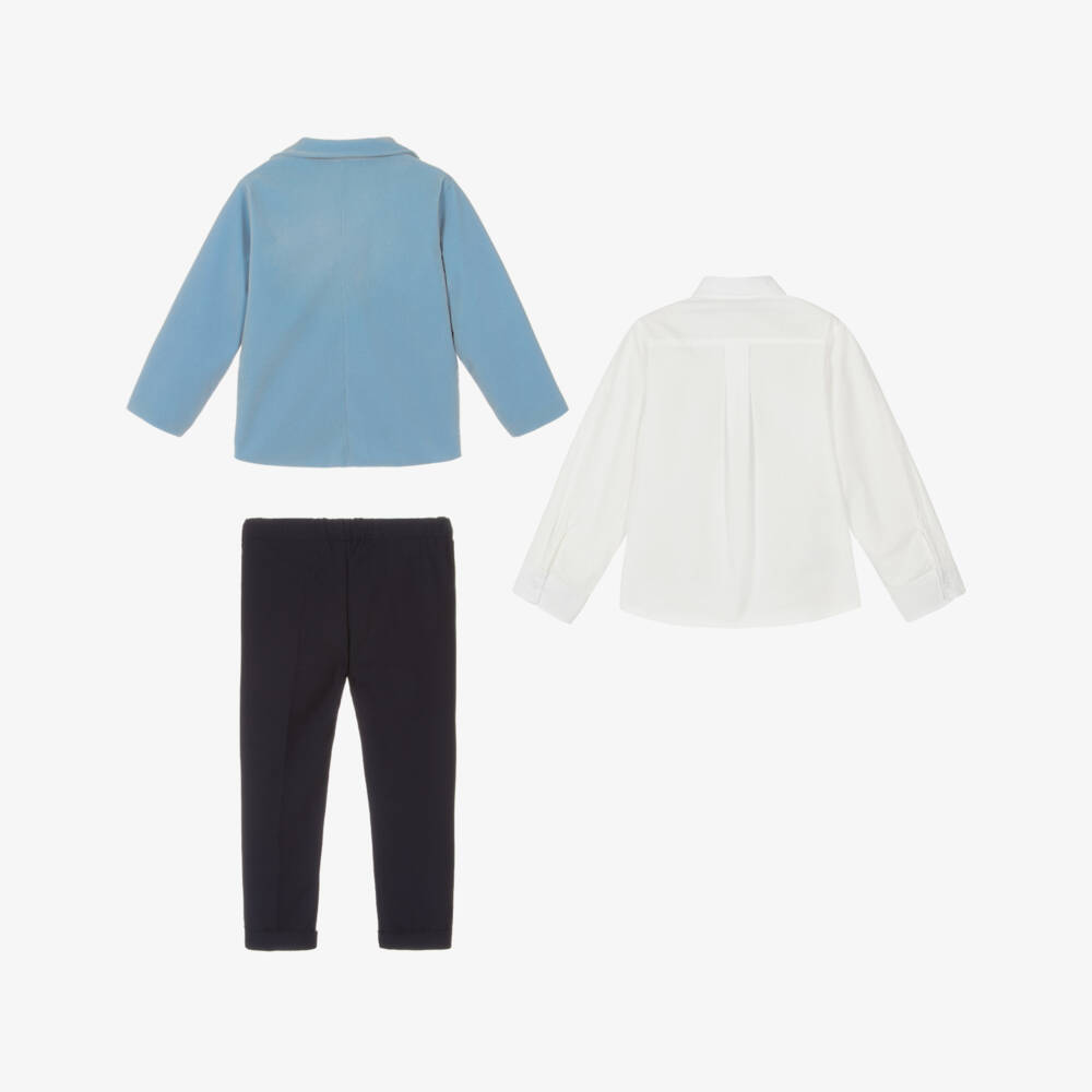 Andreeatex-Boys Blue Velour Suit | Childrensalon