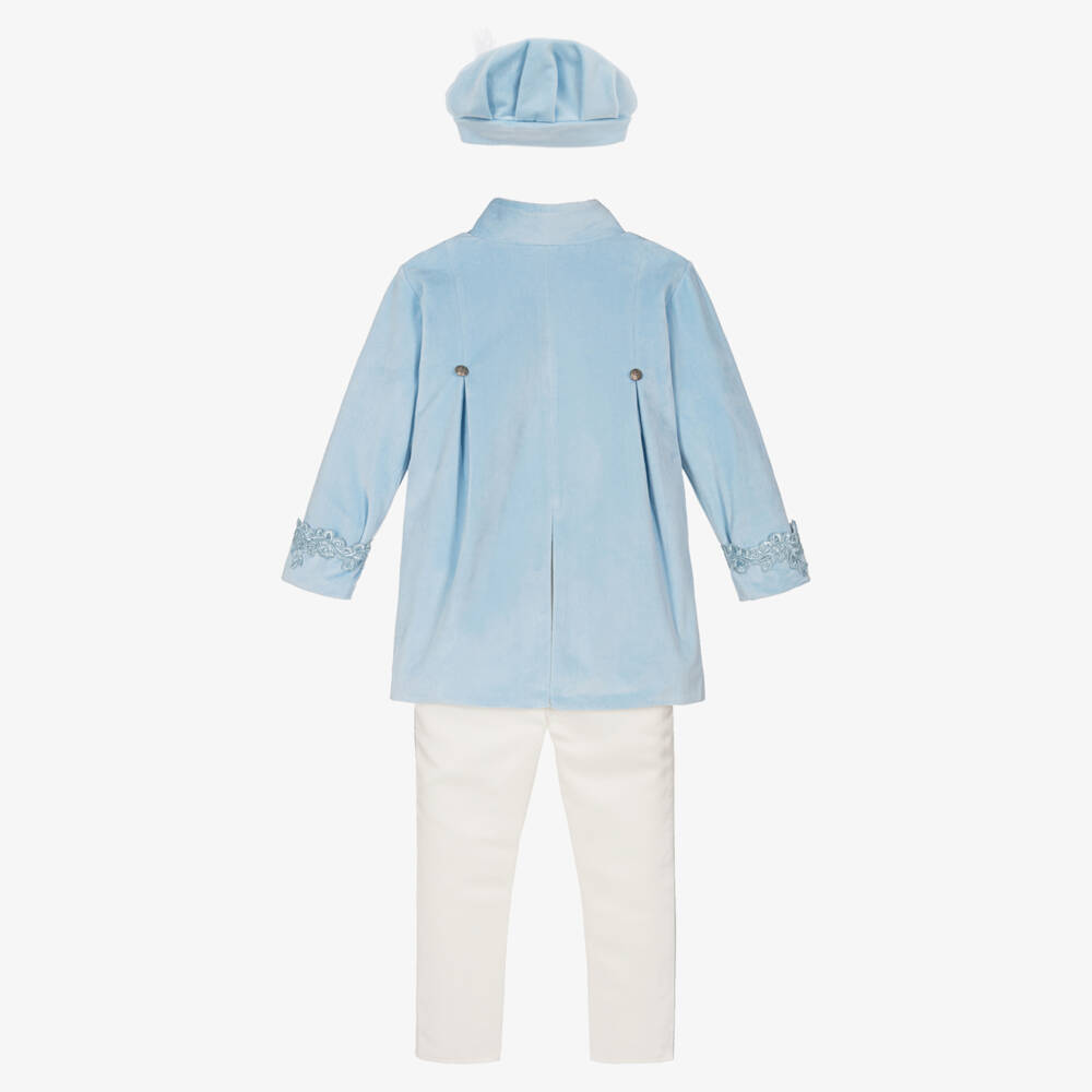 Andreeatex-Boys Blue Velvet & Satin Suit | Childrensalon