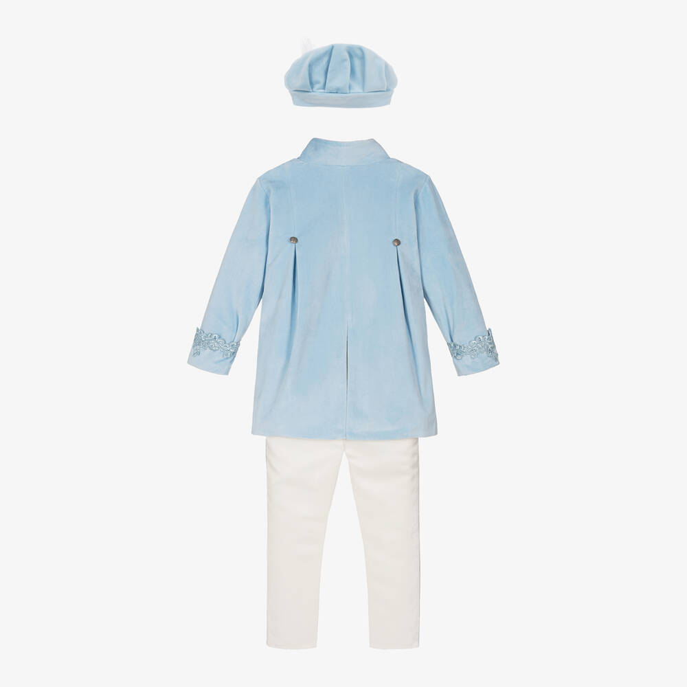 Andreeatex-Boys Blue Velvet & Satin Suit | Childrensalon