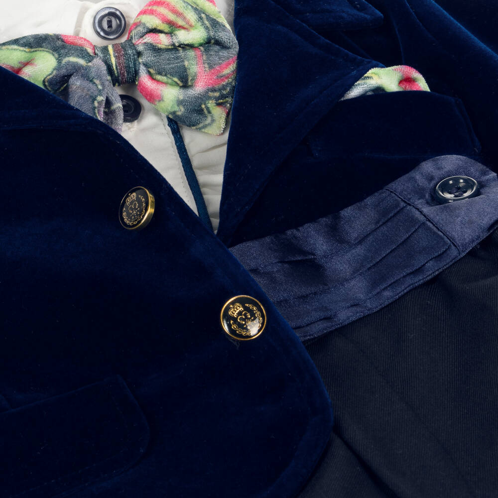 Andreeatex-Boys Blue Velvet Suit | Childrensalon