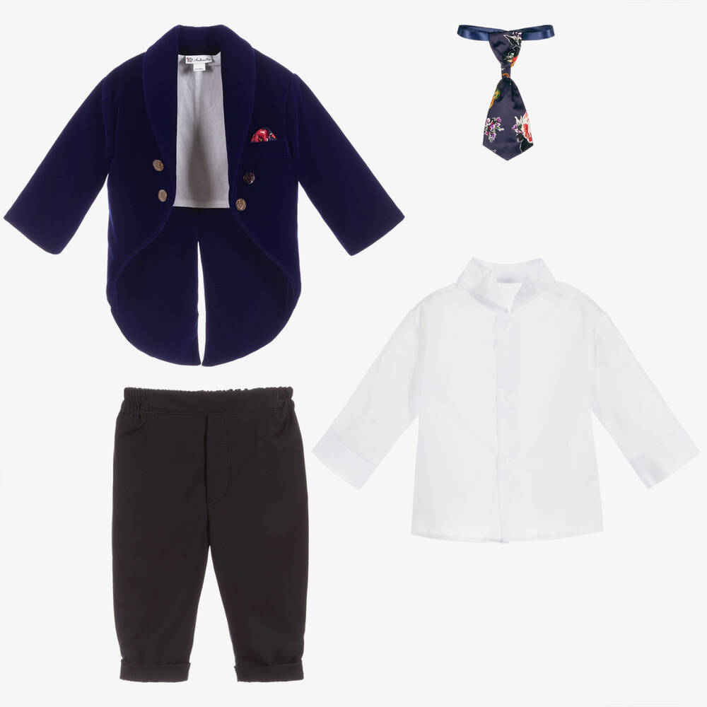 Andreeatex-Boys Blue Velvet Suit | Childrensalon