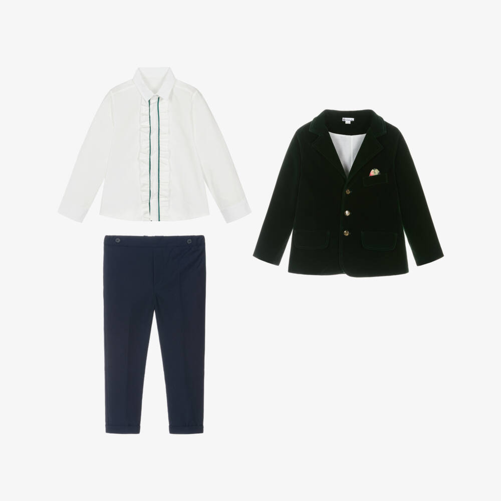 Andreeatex-Boys Green Velvet Suit | Childrensalon