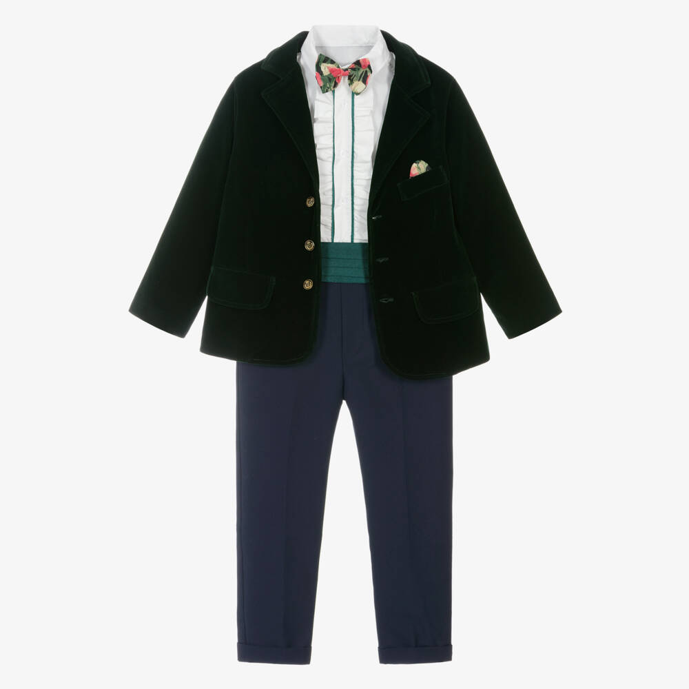 Andreeatex-Boys Green Velvet Suit | Childrensalon