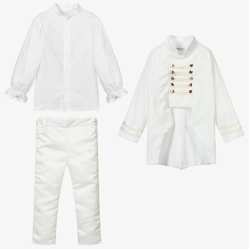 Andreeatex-Boys Ivory Velvet Suit | Childrensalon